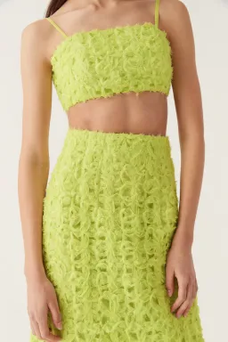 Aje Quintette Textured Bralette & Midi Skirt Set Light Lime Green Size 8 for rent on The Volte - image 2