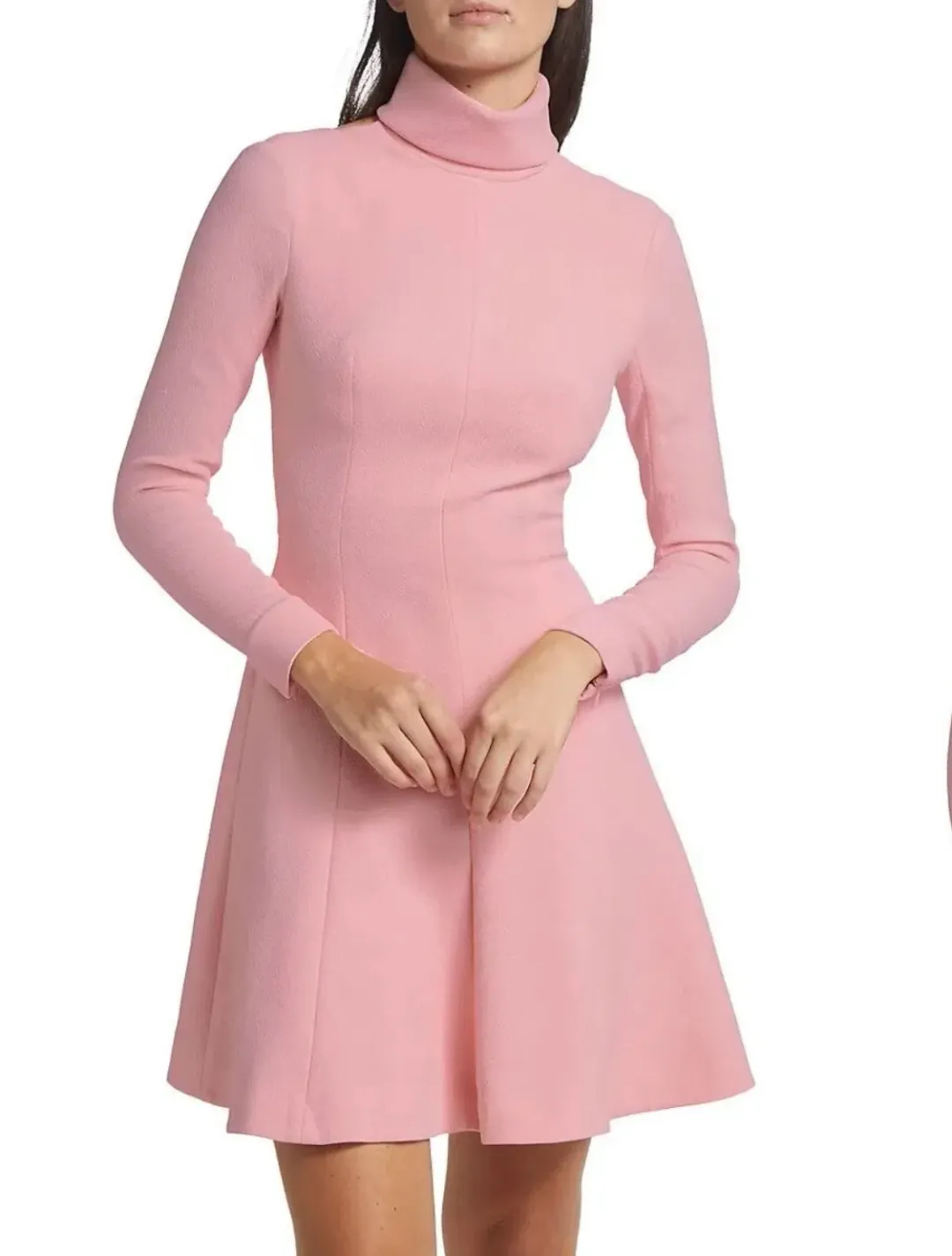 Emilia Wickstead Peony Pink Stella Dress, Size AU 16, Cutout Back Long Sleeve Turtleneck for rent on The Volte - main image