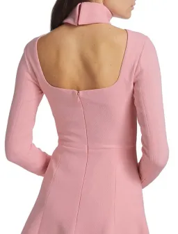 Emilia Wickstead Peony Pink Stella Dress, Size AU 16, Cutout Back Long Sleeve Turtleneck for rent on The Volte - image 2