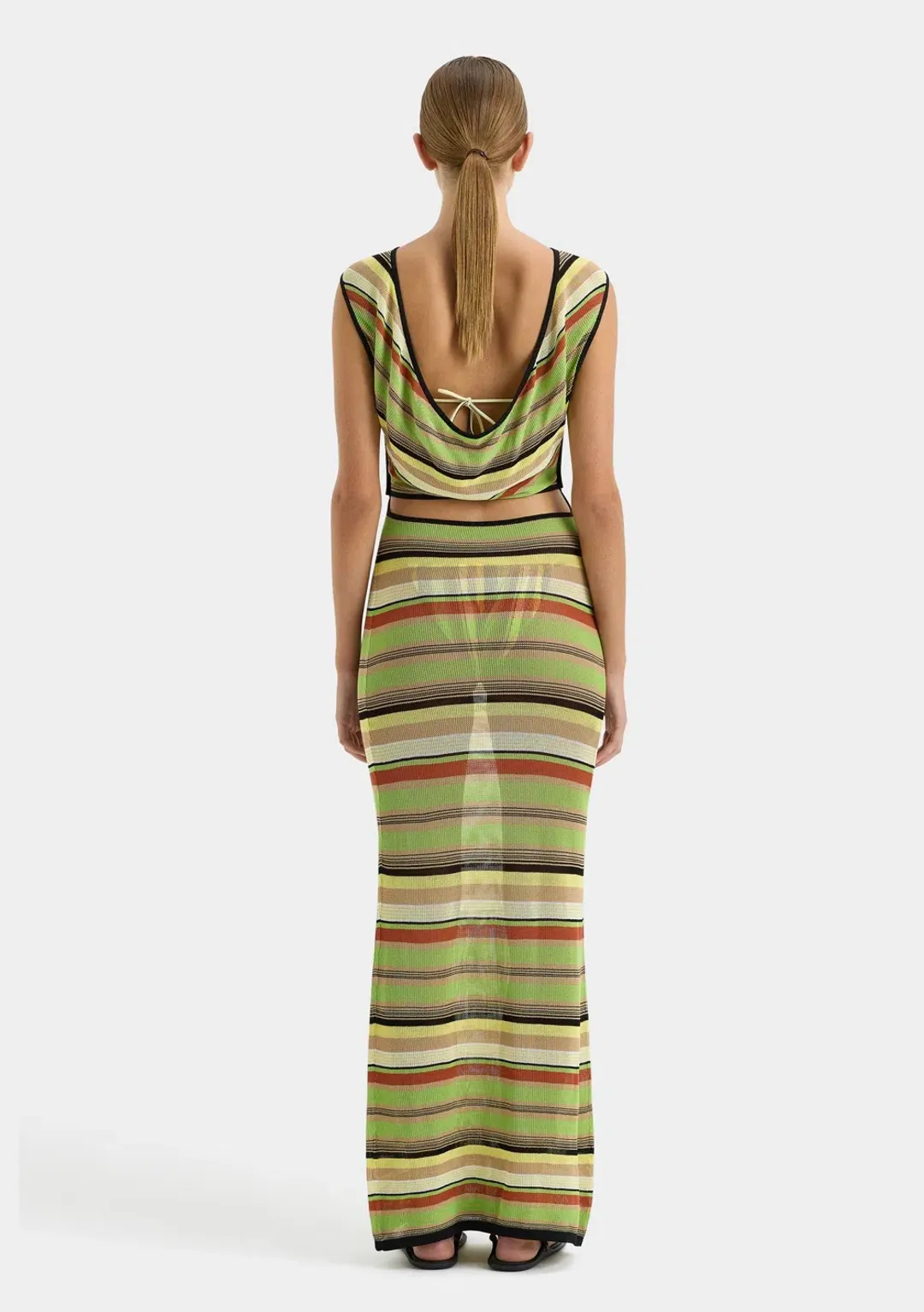 SIR the Label The Coastline Tie Dress in Palm Stripe Size 0 / 6 AUS for rent on The Volte - main image