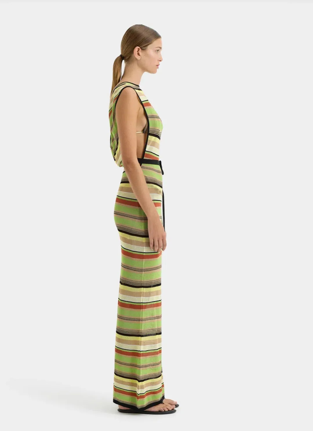SIR the Label The Coastline Tie Dress in Palm Stripe Size 0 / 6 AUS for rent on The Volte - main image