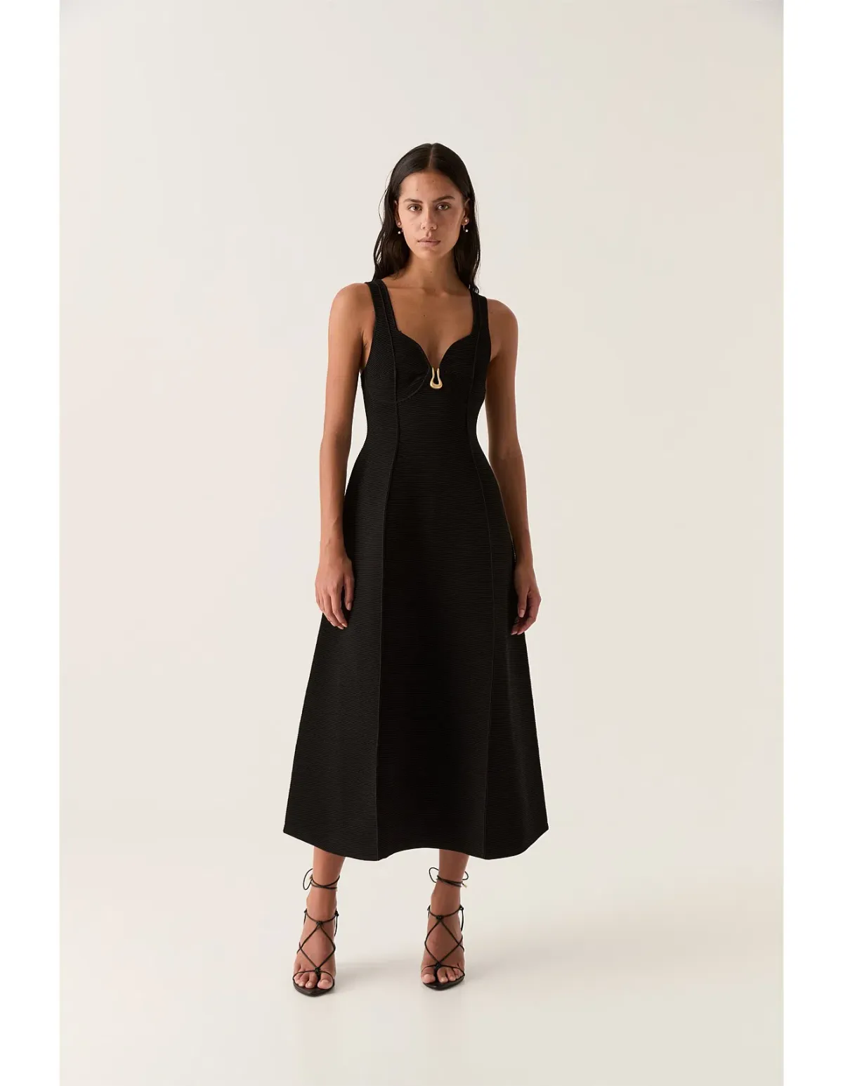 Aje Marisole Knit Midi Dress Black Size 8 - Image 1