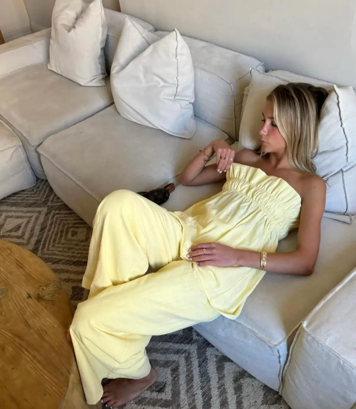 The Waiting Room The Greta Top and Greta Pants Set In Butter Yellow Size S/Au 8 - Image 1