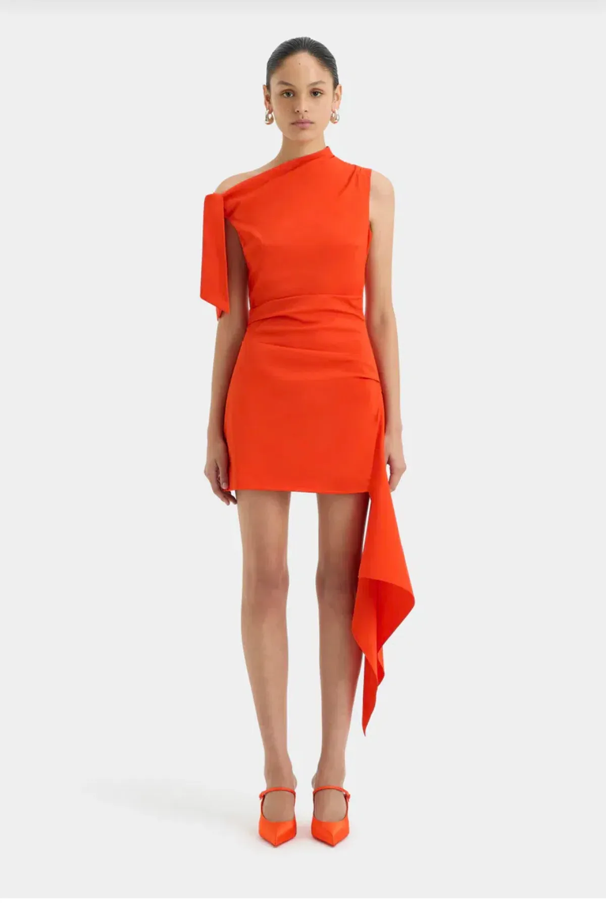 SIR THE LABEL DAHLIA MINI DRESS IN TANGERINE SIZE 3/AU 12 for rent on The Volte - main image