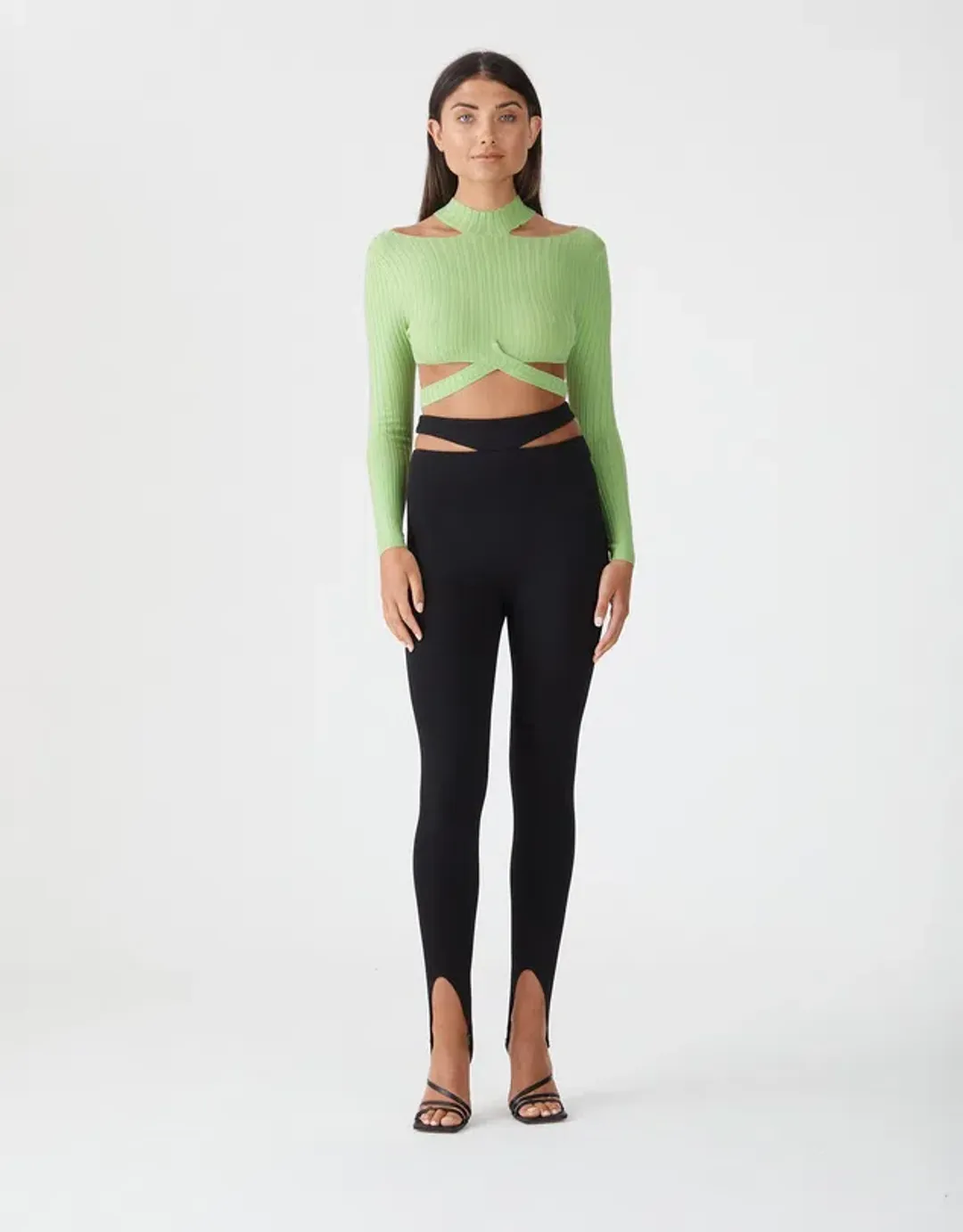 San Sloane Richards Rib Knit Top in Green Size 8 for rent on The Volte - main image