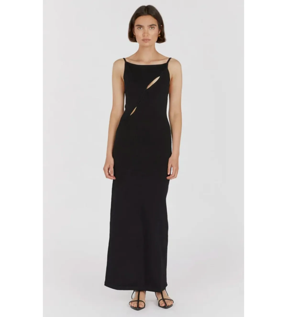 Dissh Cora Black Knit Maxi Dress Black Size AU 12 for rent on The Volte - main image