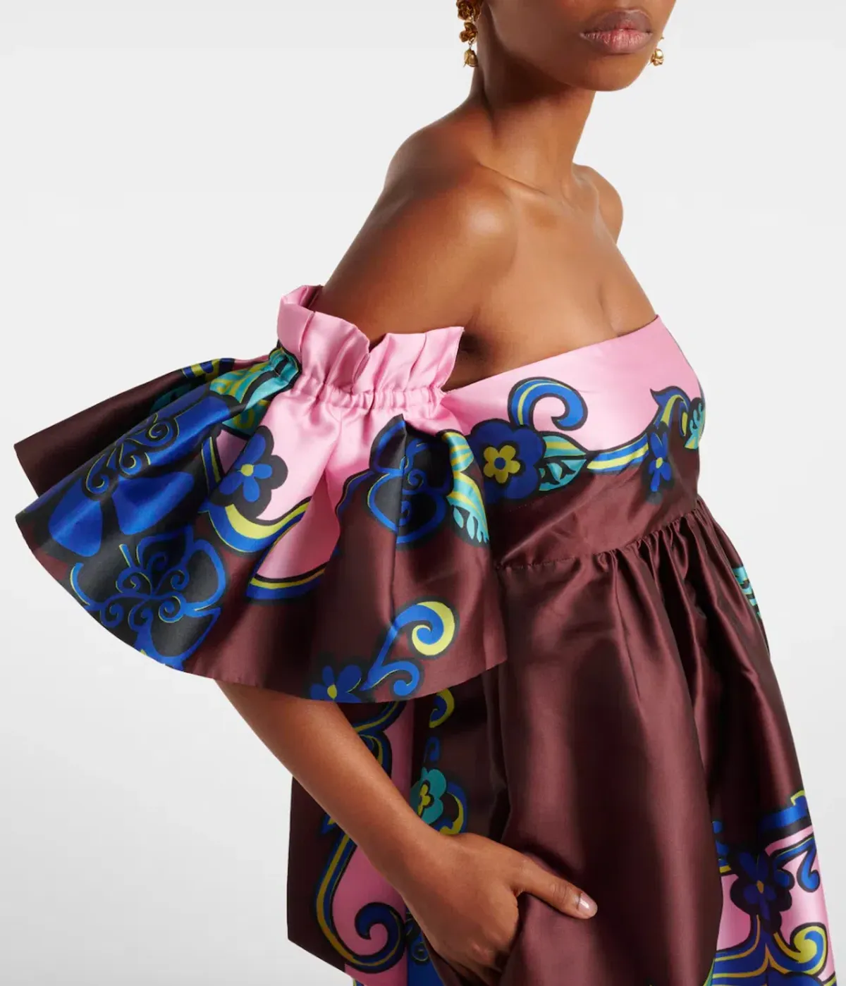 Alémais Azalea Off-shoulder Satin Midi Dress Floral Size AU 16 - Image 2