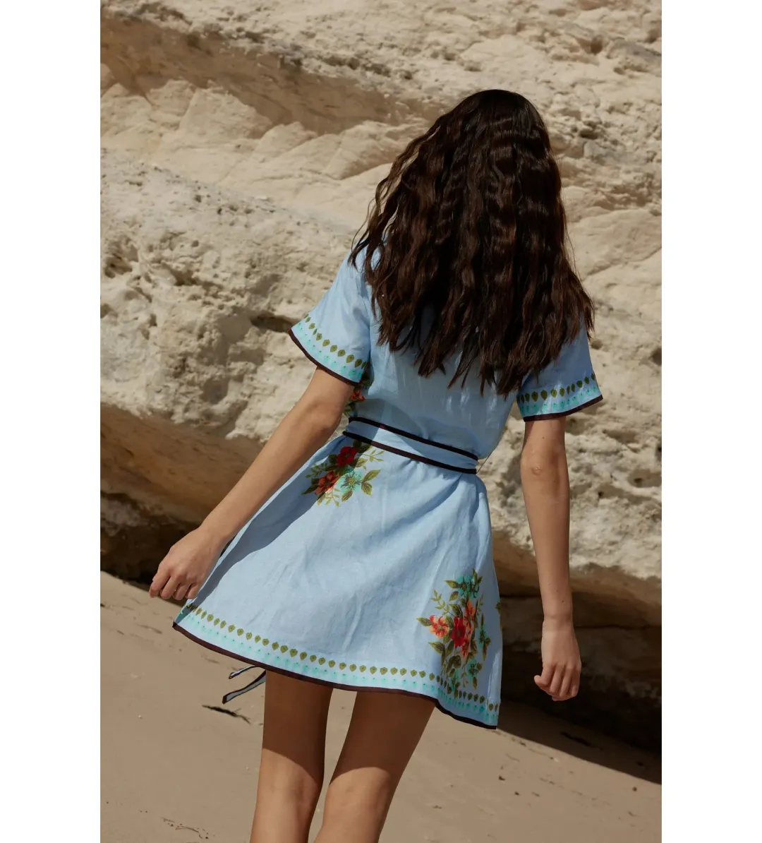 Aston Studio Nami Dress In Pool Blue Bouquet Size AU 12 for rent on The Volte - main image