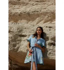 Aston Studio Nami Dress In Pool Blue Bouquet Size AU 12 for rent on The Volte - image 1