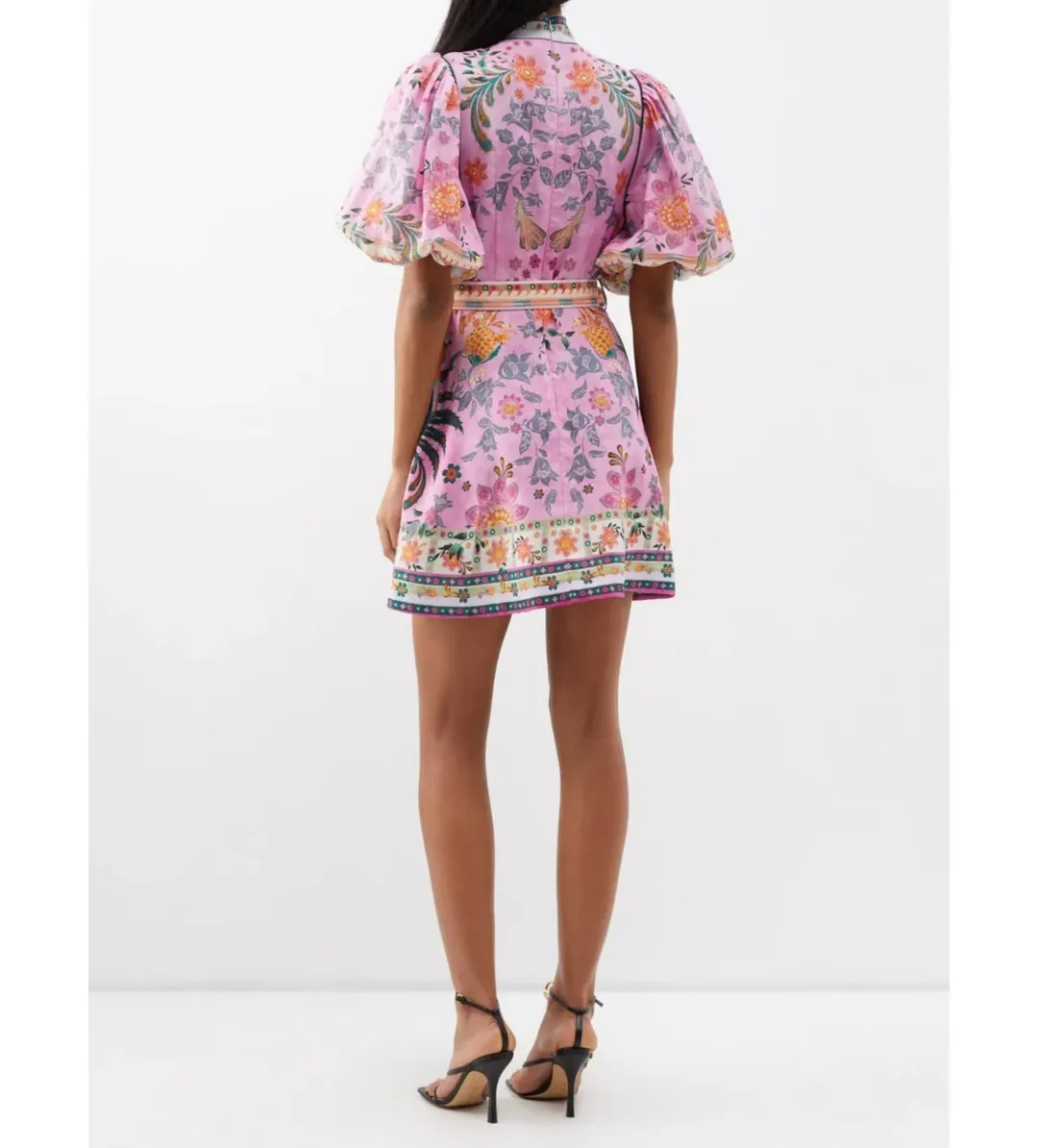 Zimmermann Ginger Buttoned Mini Dress Pink Multi Size 4 / AU 16 for rent on The Volte - main image