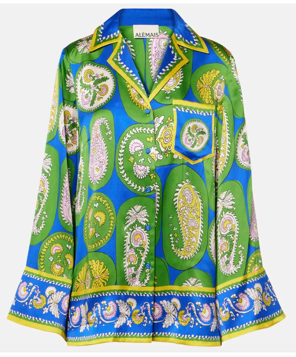 Alémais Gina Silk Satin Shirt and Wide Leg Pant Set Print Size AU 16 - Image 4