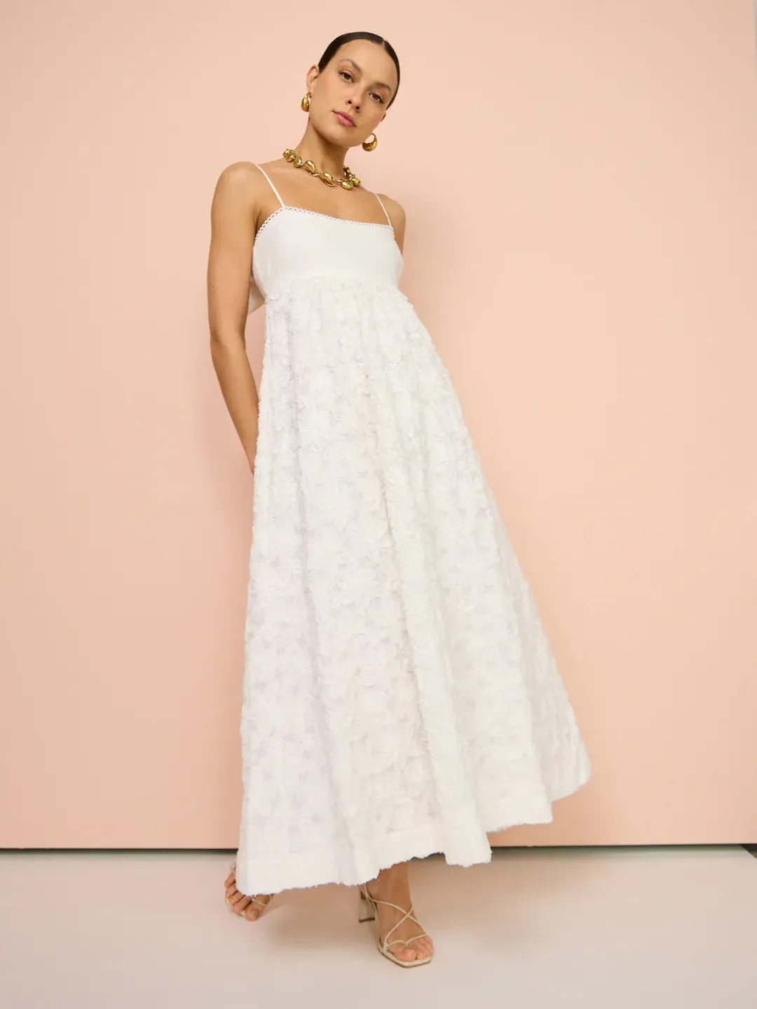 Alemais Iggy Embroidered Midi Dress White Size AU 8 for rent on The Volte - main image