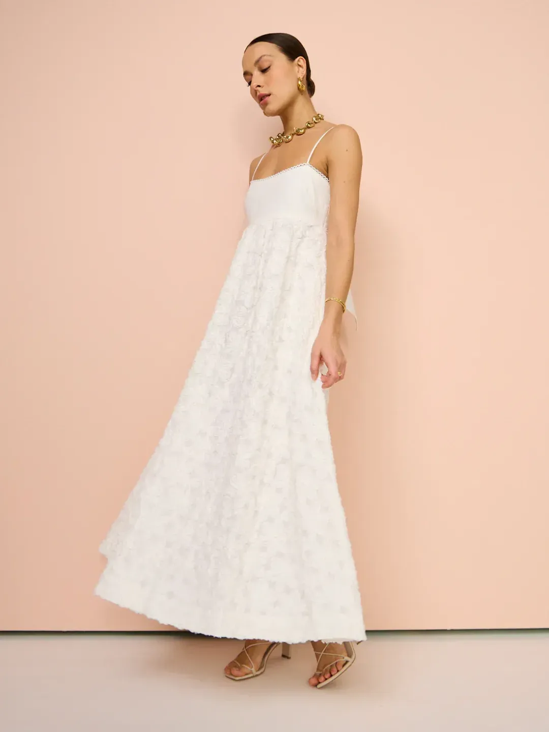 Alemais Iggy Embroidered Midi Dress White Size AU 8 for rent on The Volte - main image