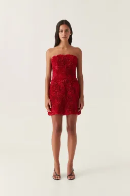 Aje Gazer Rosette Mini Dress Scarlet Red Size 6 for rent on The Volte - image 2