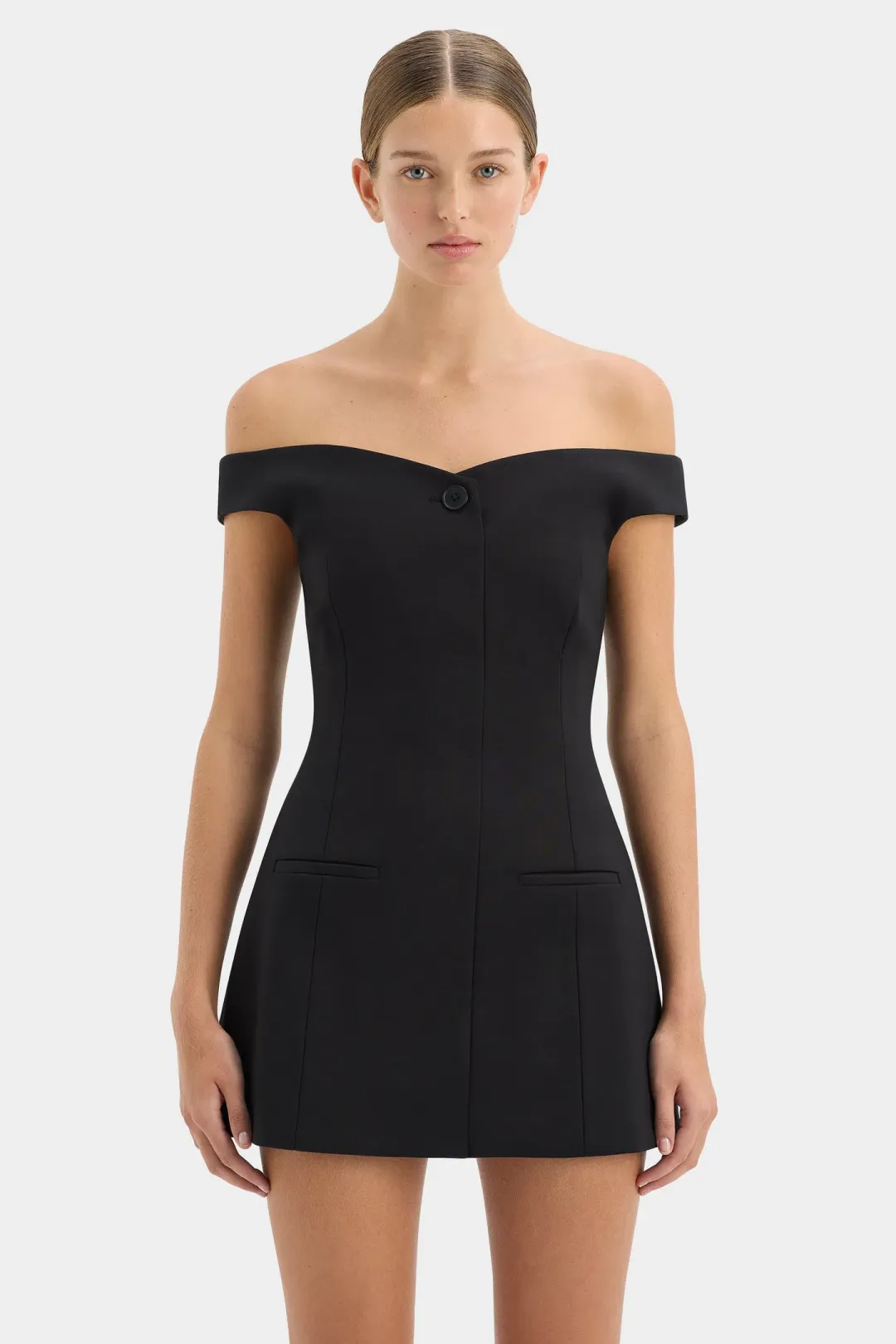 Sir the Label Sandrine Off Shoulder Mini Dress Black Size 0 / AU 6 for rent on The Volte - main image