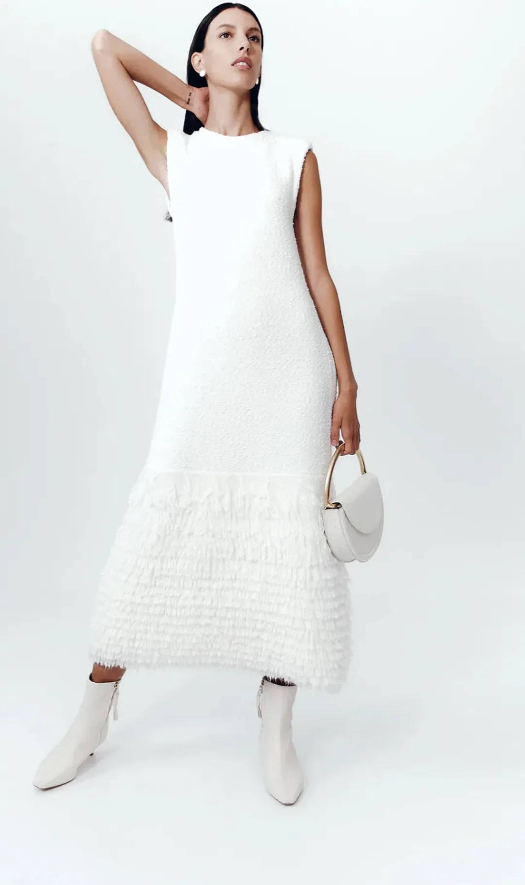 Aje Dimension Knit Midi Dress Ivory Size XS / AU 6 for rent on The Volte - main image