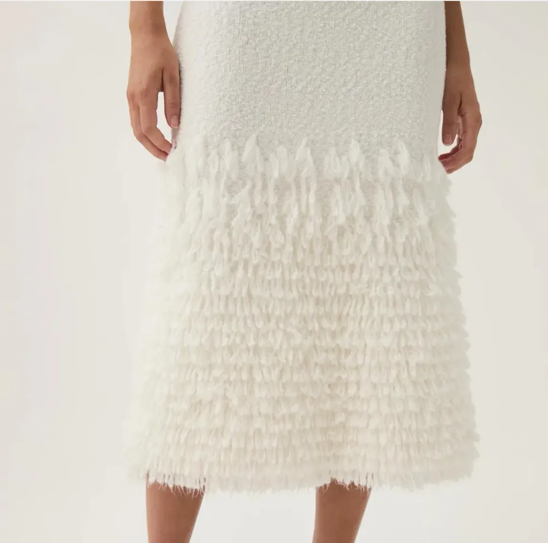 Aje Dimension Knit Midi Dress Ivory Size XS / AU 6 for rent on The Volte - main image