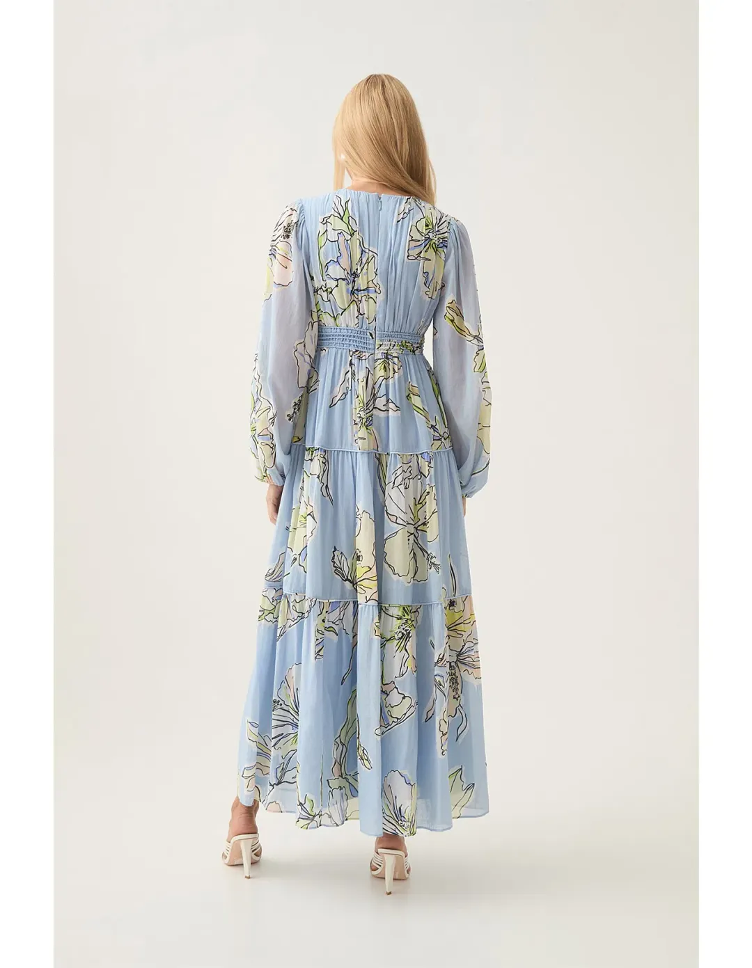 Aje Romantica Voile Maxi Dress Blue Hibiscus Size S / AU 8 for rent on The Volte - main image