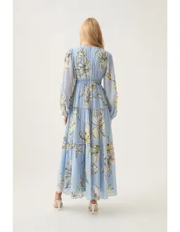 Aje Romantica Voile Maxi Dress Blue Hibiscus Size S / AU 8 for rent on The Volte - image 3