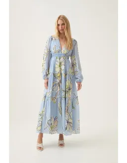 Aje Romantica Voile Maxi Dress Blue Hibiscus Size S / AU 8 for rent on The Volte - image 1