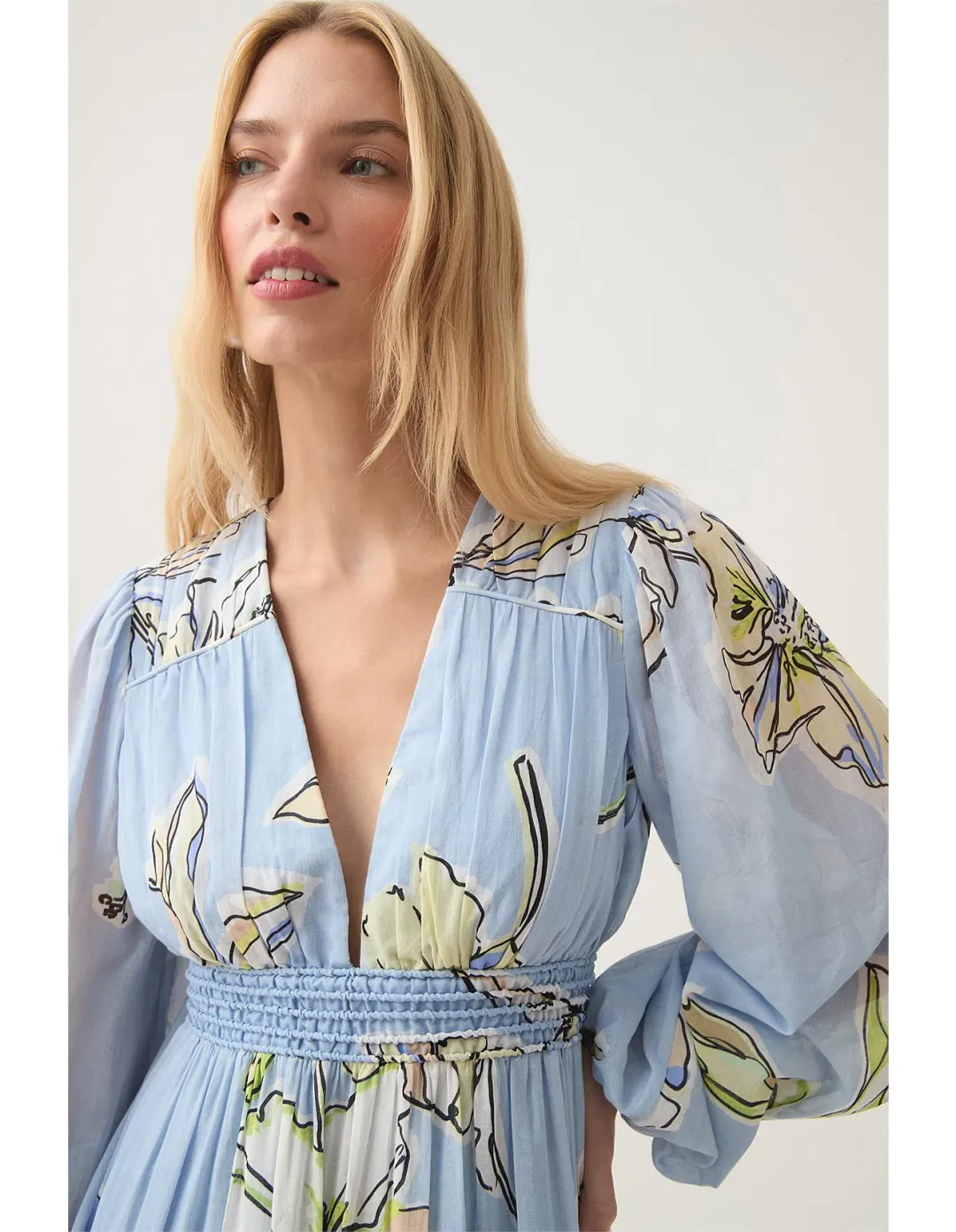 Aje Romantica Voile Maxi Dress Blue Hibiscus Size S / AU 8 for rent on The Volte - main image