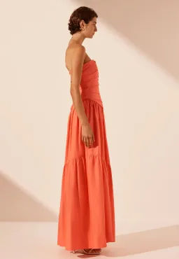 Shona Joy Maiori Strapless Tiered Maxi Dress in Coral Size 6 for rent on The Volte - image 4