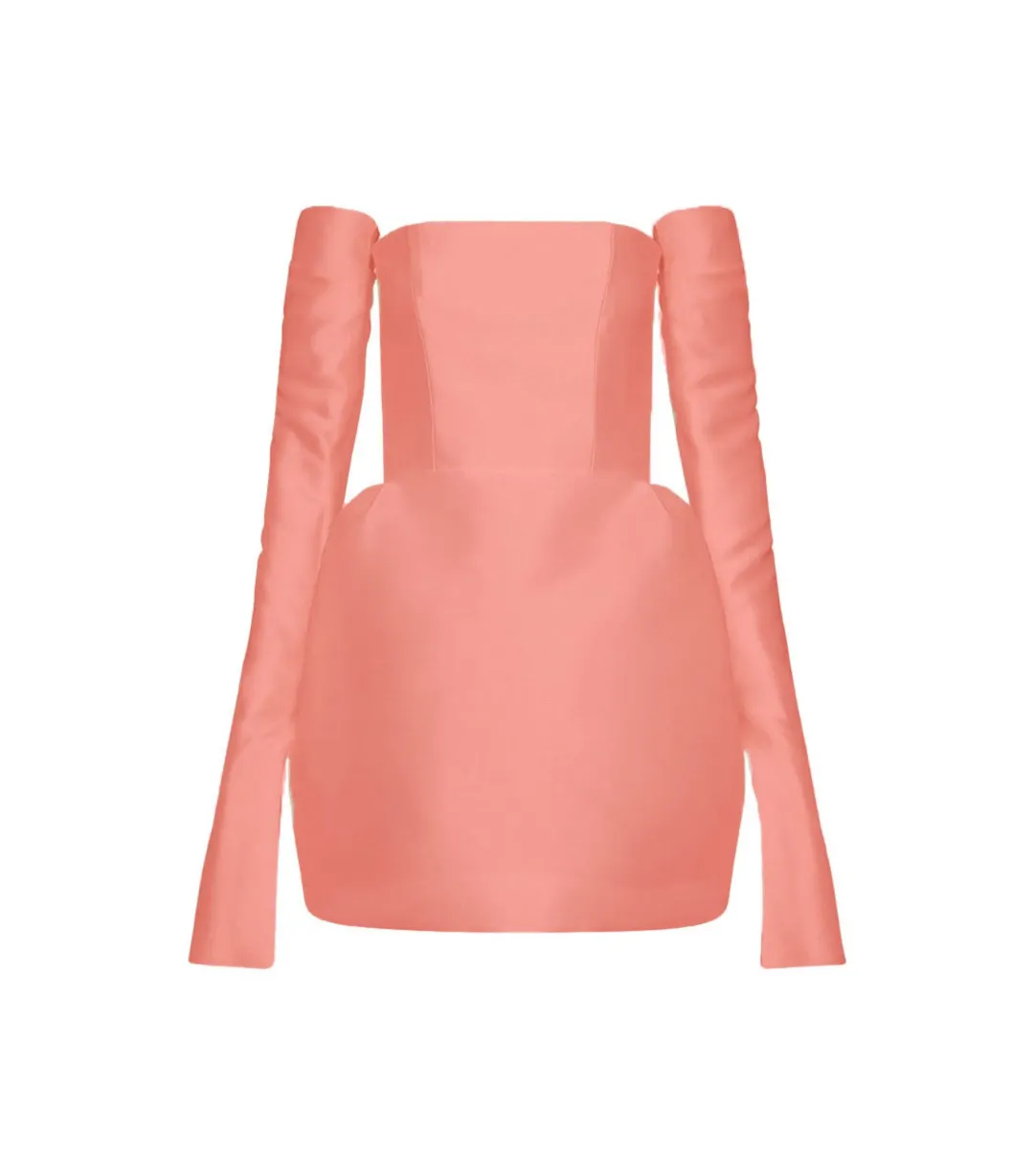 Mariam Seddiq Luis Mini Dress Peach Size AU 8 for rent on The Volte - main image