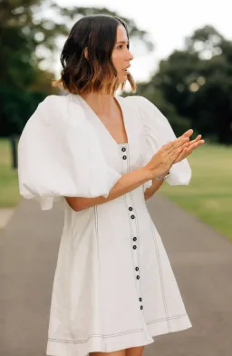 Aje Cherished Mini Dress Ivory Size 10 for rent on The Volte - image 2