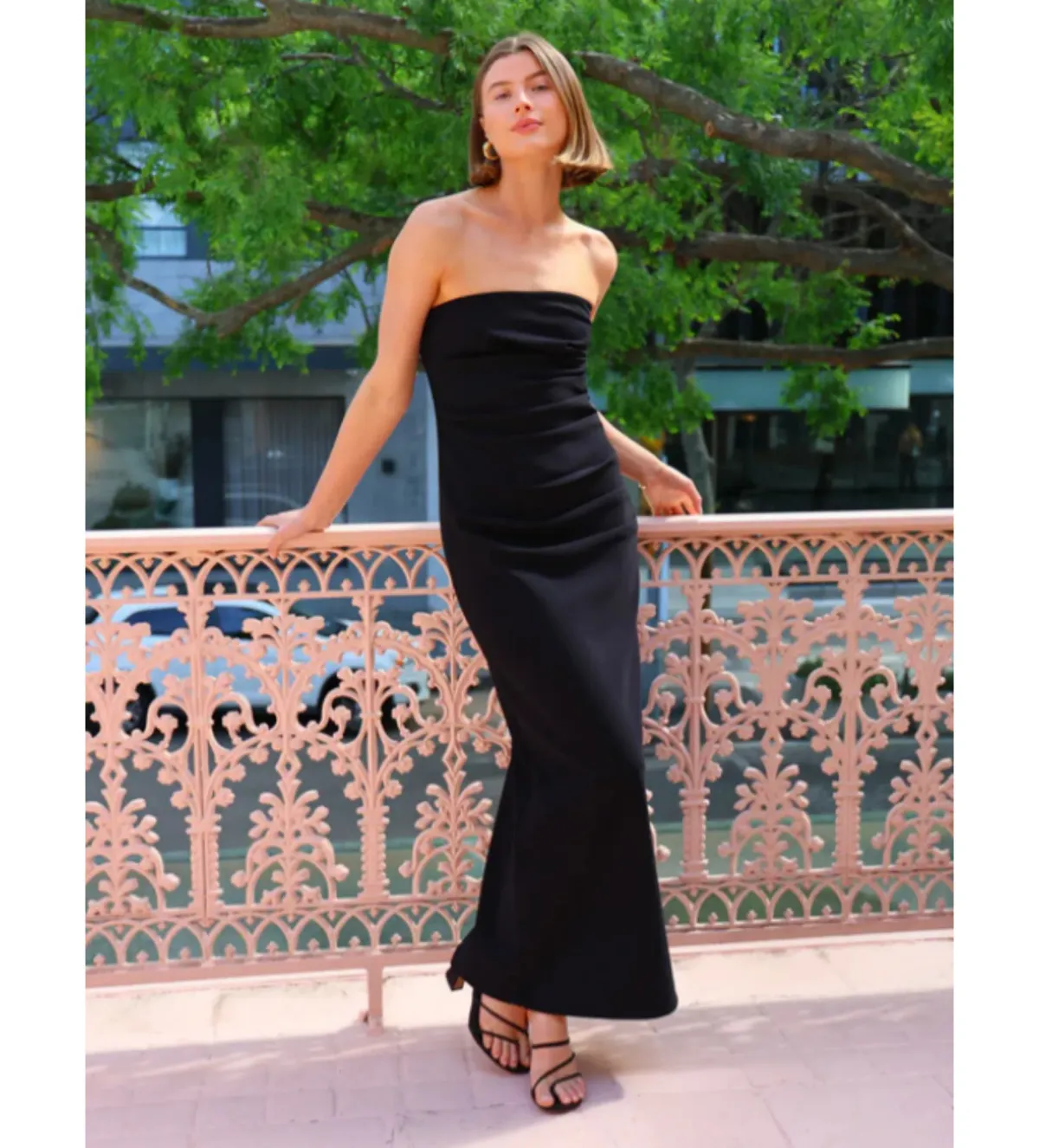 By Nicola Naomi Strapless Dress in Black Size AU 14 - Image 3