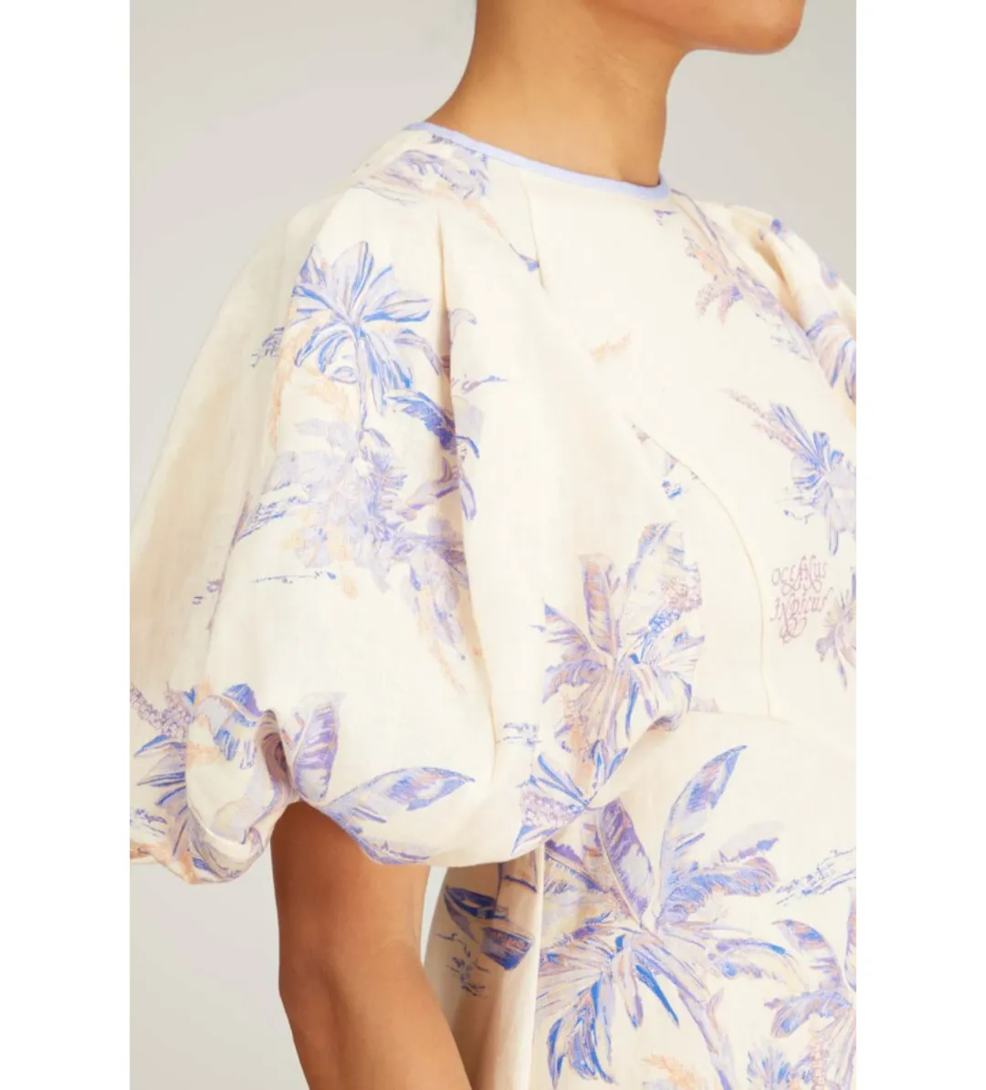 Zimmermann Linen Day Midi Dress in Pearl Palm Toile Size 2 / AU 12 for rent on The Volte - main image