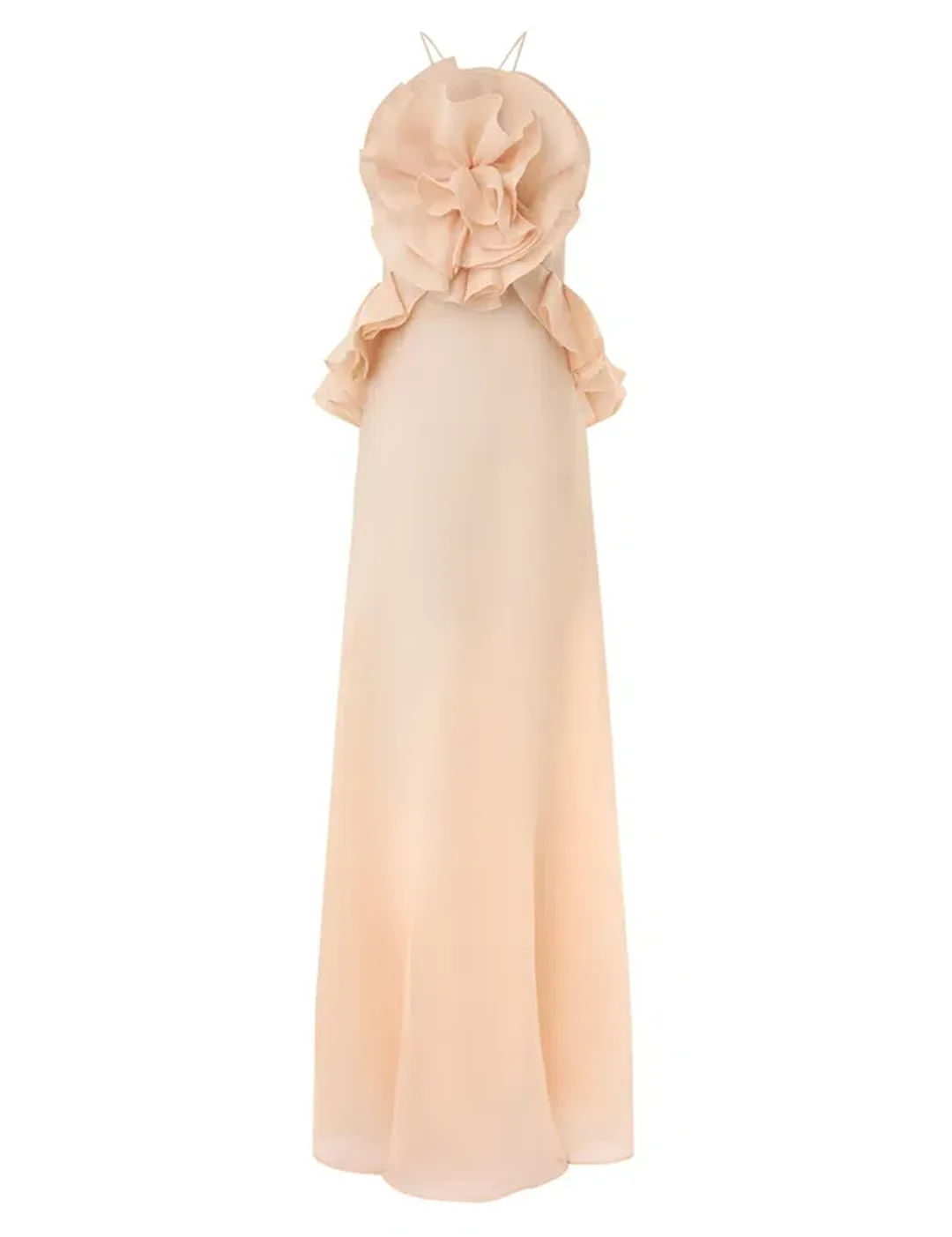 Zimmermann The Crush Ruffle Halter Maxi Dress in Peach Size 1 / AU 10 for rent on The Volte - main image