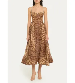 Zimmermann Crush Panelled Midi Dress Leopard 1 / AU 10 for rent on The Volte - image 1