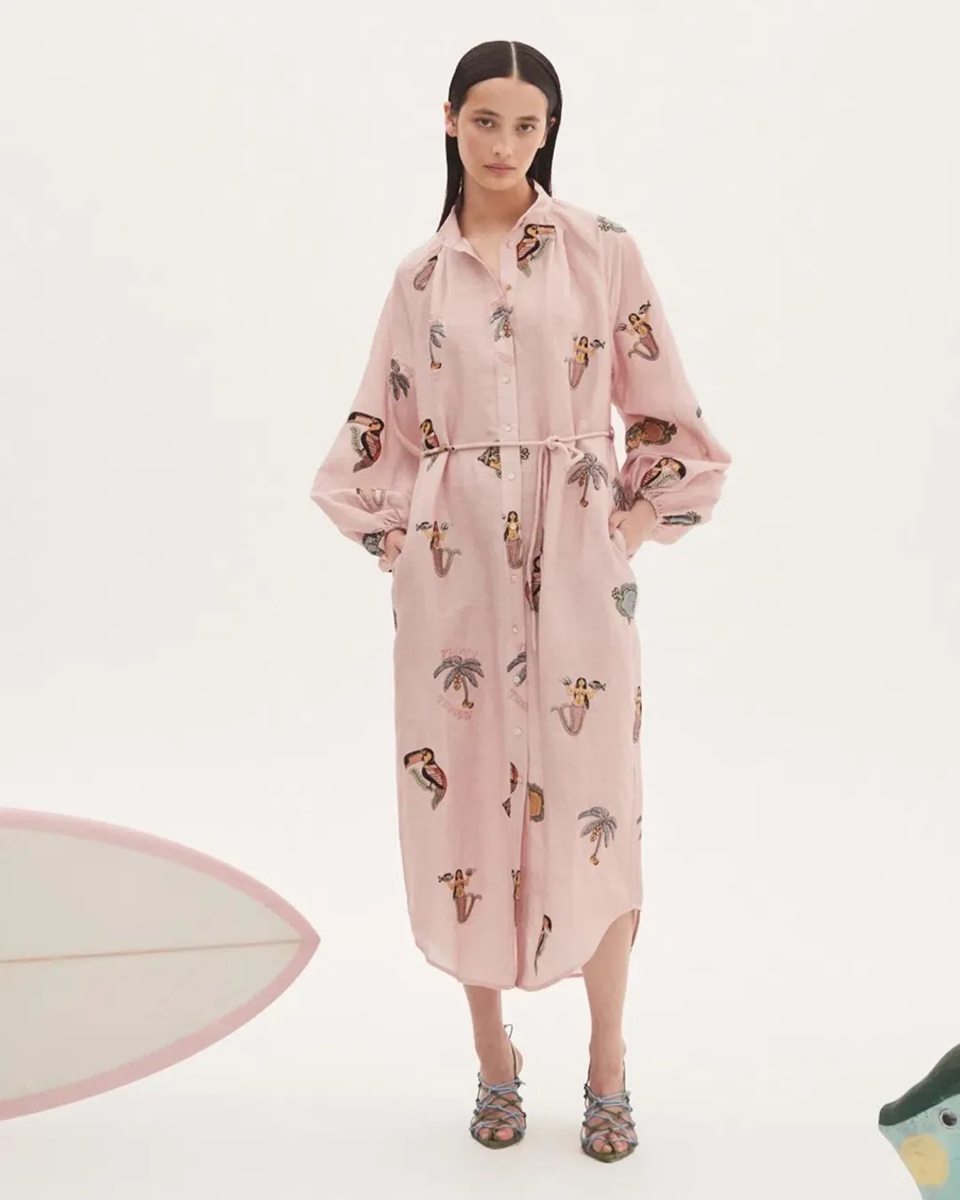 Alemais Vacay Mermaid Shirtdress Pink Size AU 10 for rent on The Volte - main image