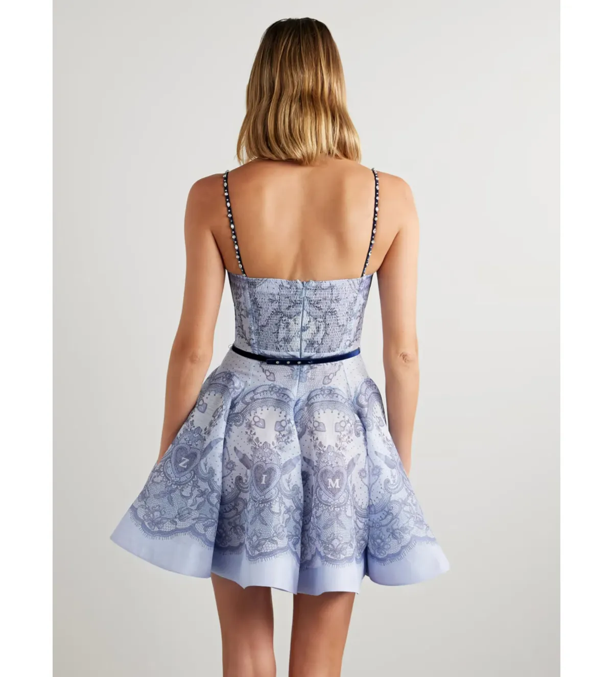 Zimmermann The Crush Twist Front Mini Dress in Blue Lace Print Size 0 / AU 8 - Image 2