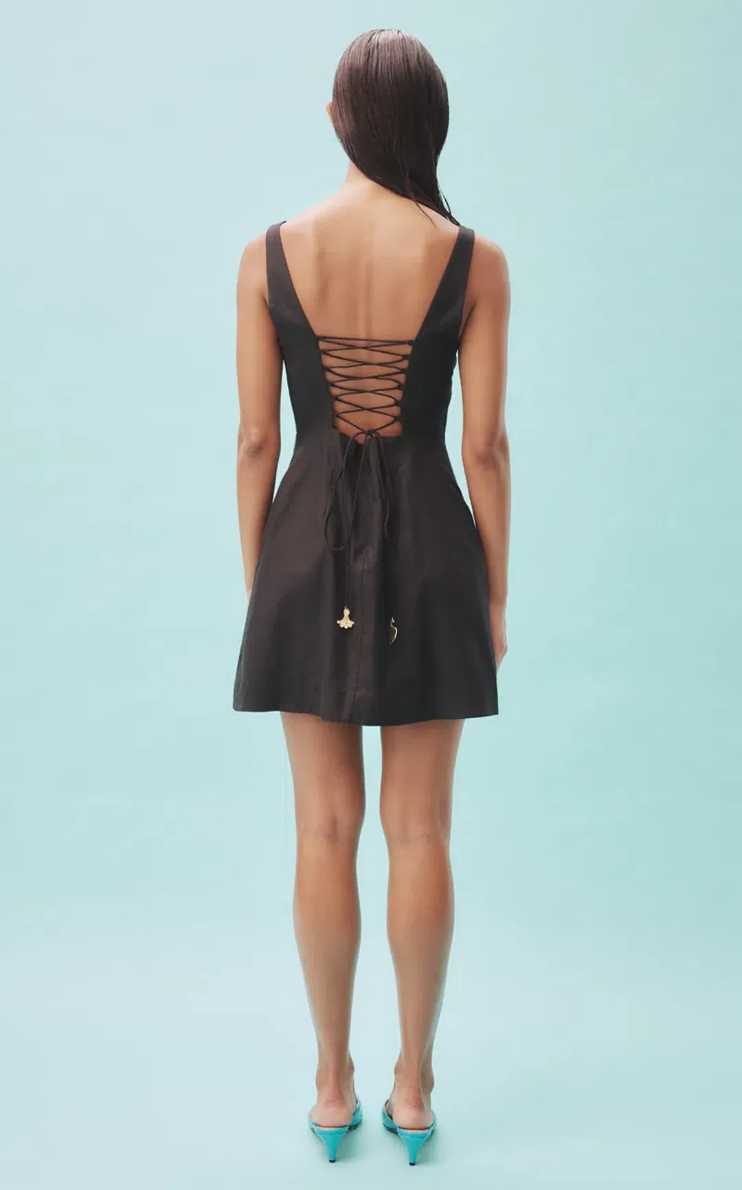 Alemais Rowena Beaded Mini Dress Black Size AU 8 for rent on The Volte - main image