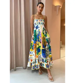 Alemais Soleil Print Maxi Sundress Multi Size AU 10 for rent on The Volte - image 1