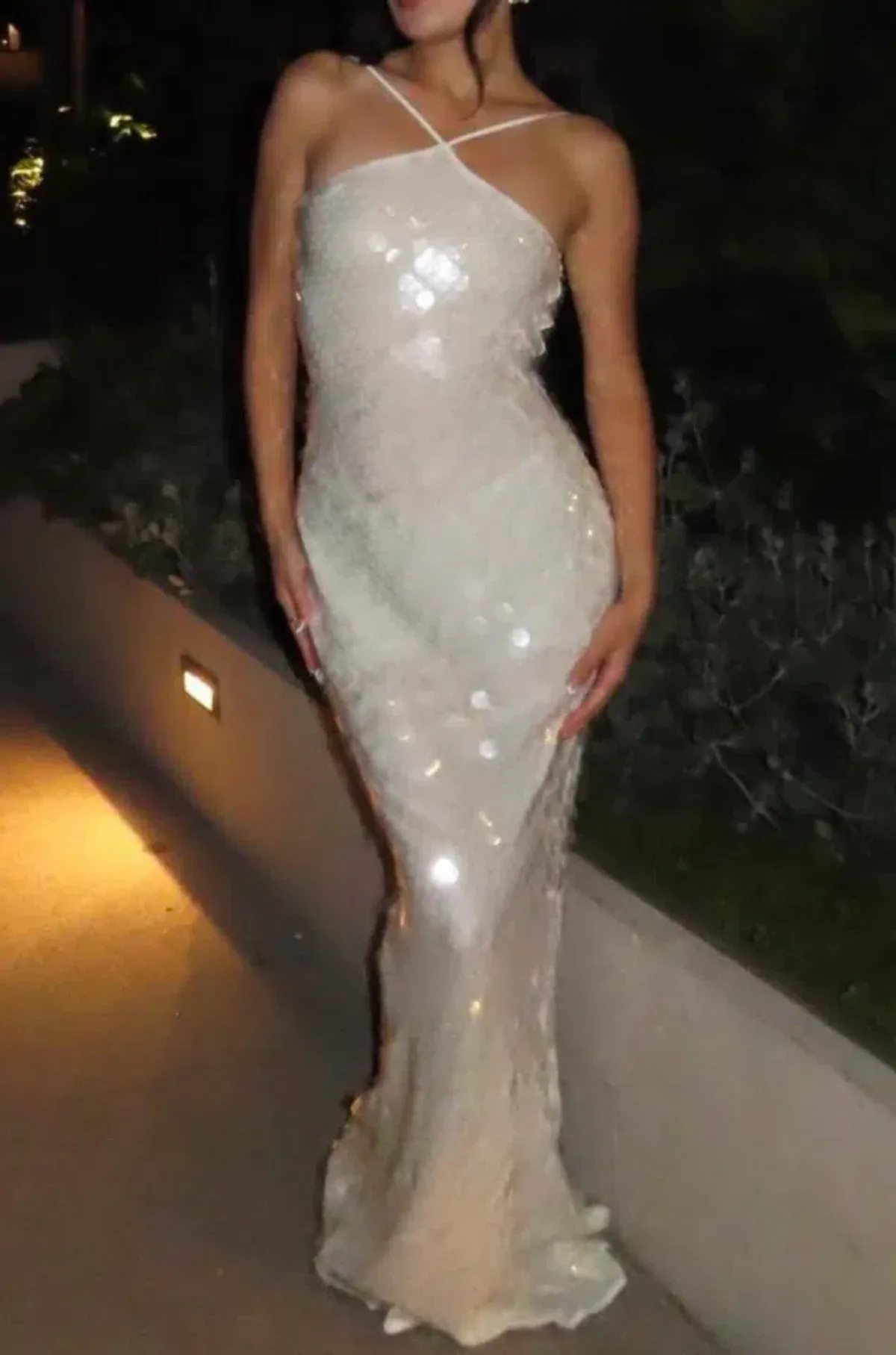 Rat & Boa Emmanuella Halter Maxi Dress in White Sequin Size XS / AU 6 - Image 2