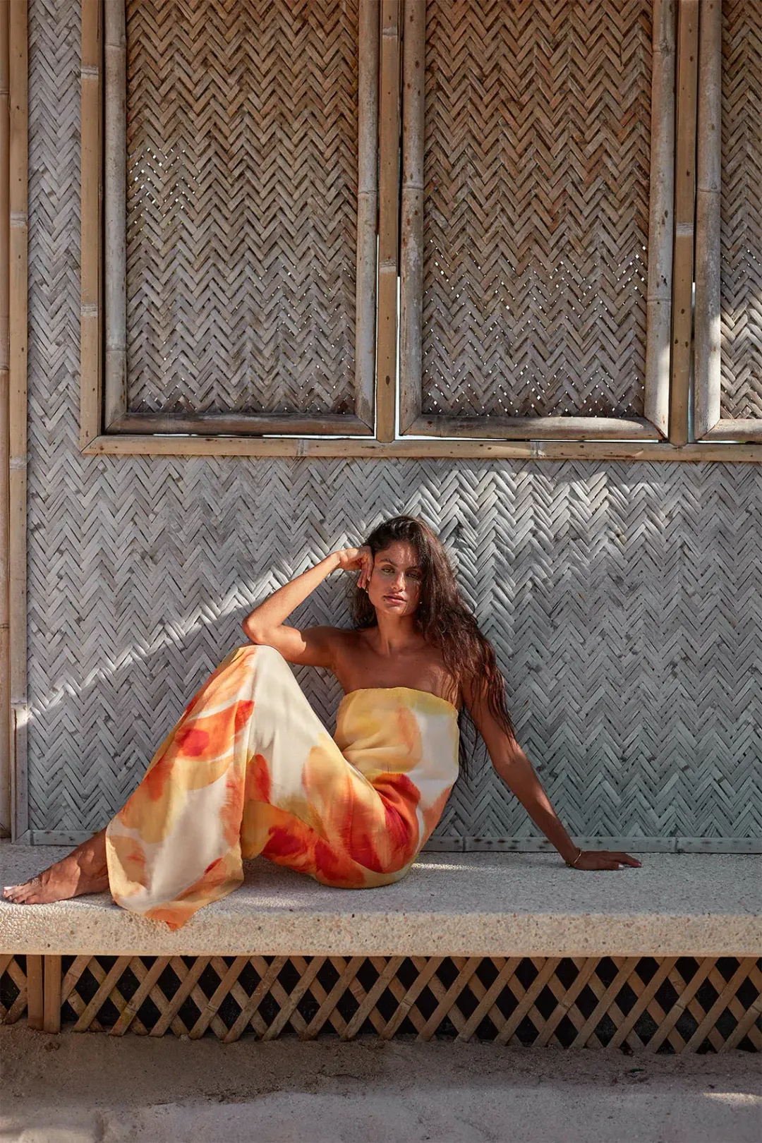 Isabelle Quinn Abbie Strapless Maxi Dress Marigold Size 8 for rent on The Volte - main image