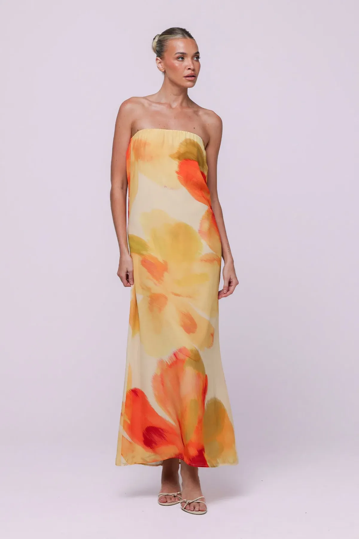 Isabelle Quinn Abbie Strapless Maxi Dress Marigold Size 8 - Image 1