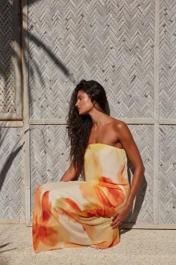 Isabelle Quinn Abbie Strapless Maxi Dress Marigold Size 10 for rent on The Volte - image 3