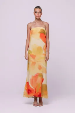 Isabelle Quinn Abbie Strapless Maxi Dress Marigold Size 10 for rent on The Volte - image 1