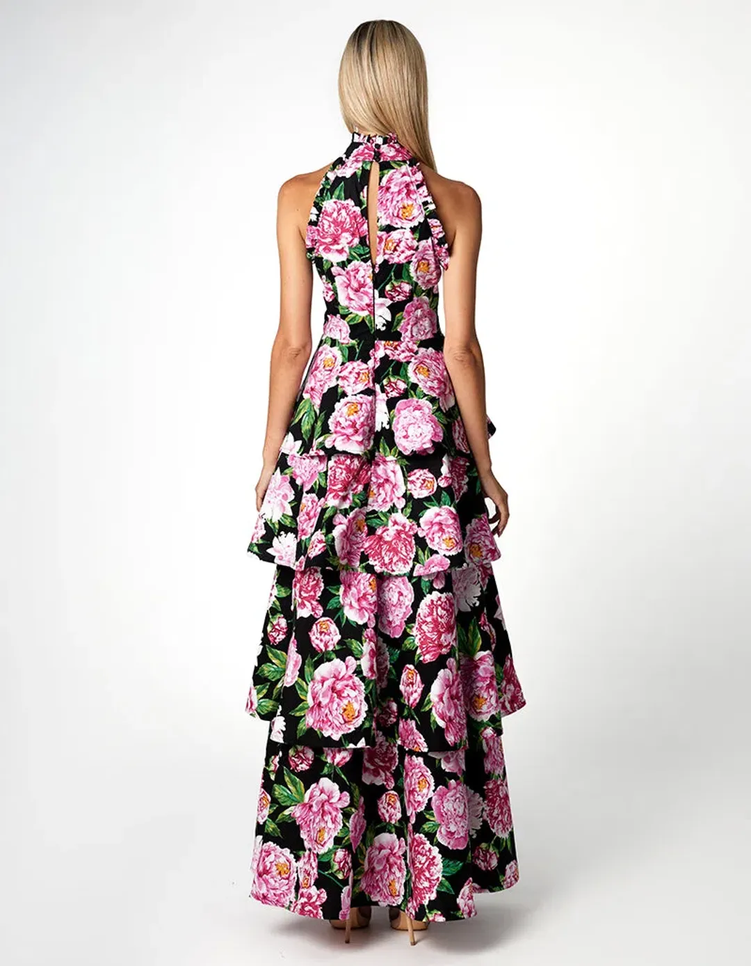Bariano Elara High Neck Tiered Maxi Dress Floral Size 10 for rent on The Volte - main image