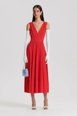 Scanlan Theodore Soft Jersey Dress in Red Size 8 for rent on The Volte - image 1