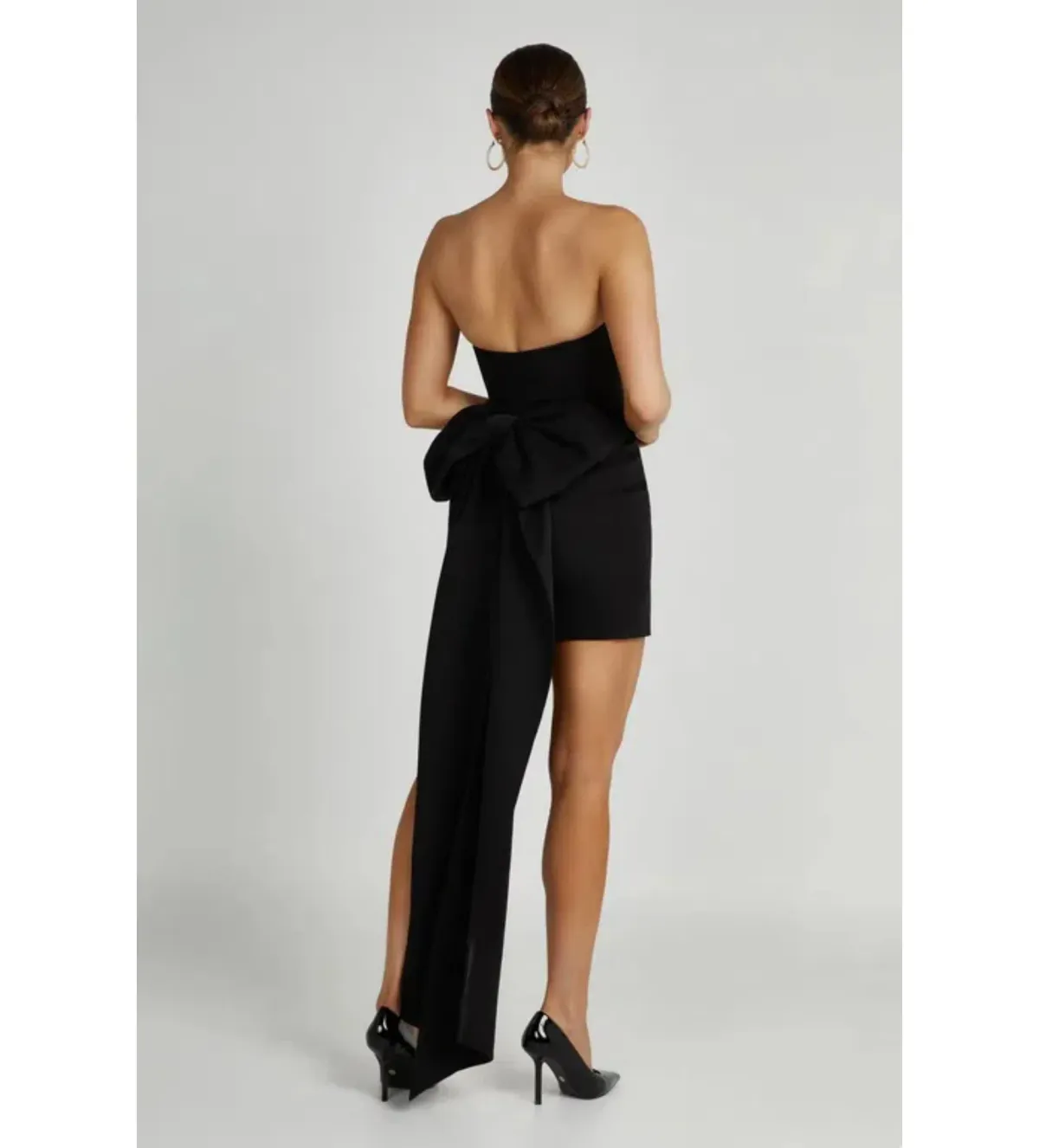 Meshki Meredith Bow Mini Dress Black Size AU 8 - Image 3