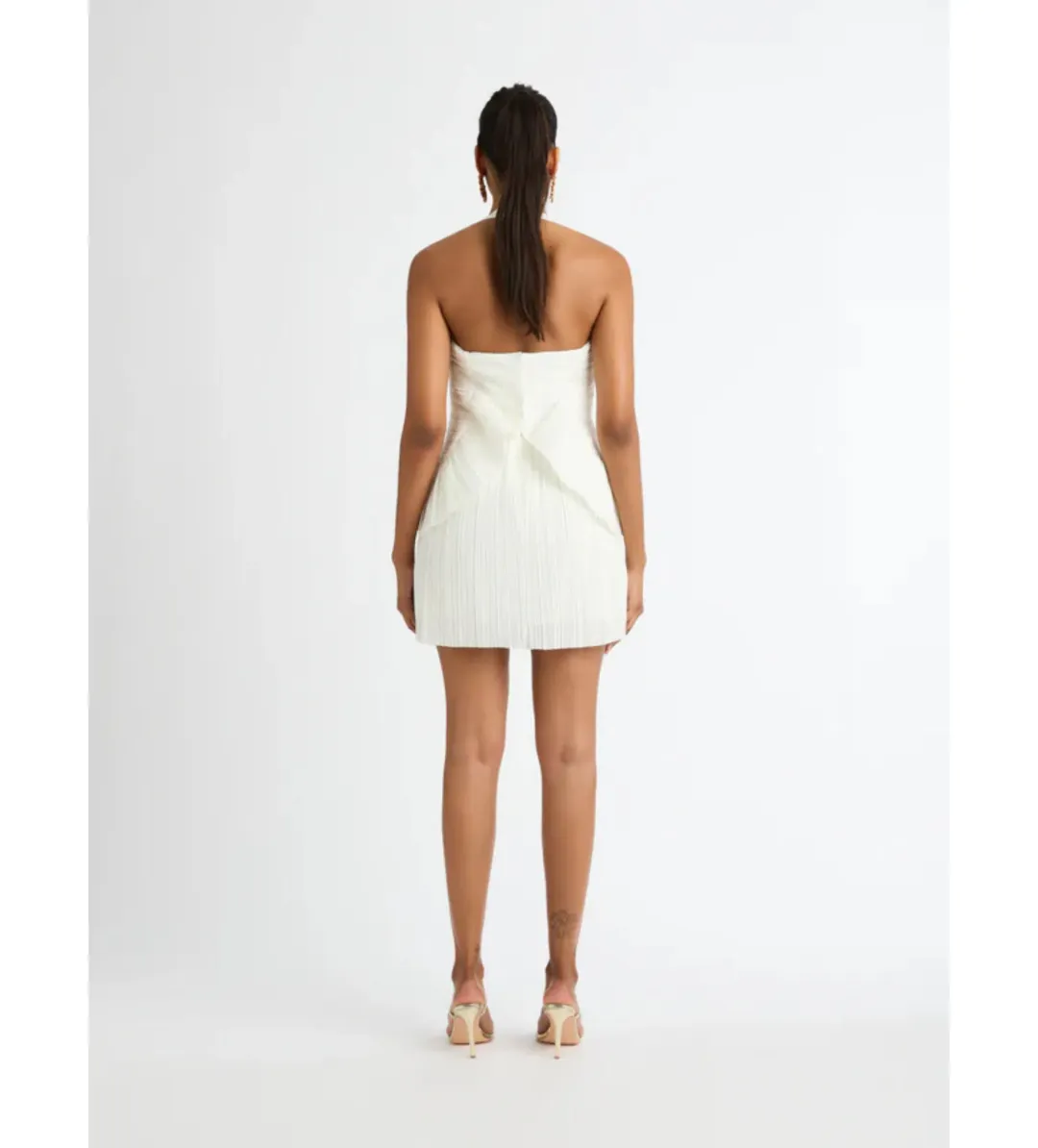 Sheike Peyton Pleated Mini Dress in Ivory Size AU 8 for rent on The Volte - main image