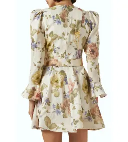 Zimmerman Luminosity Mini Dress in Multi Floral Cream Size 0 / AU 8 for rent on The Volte - image 2