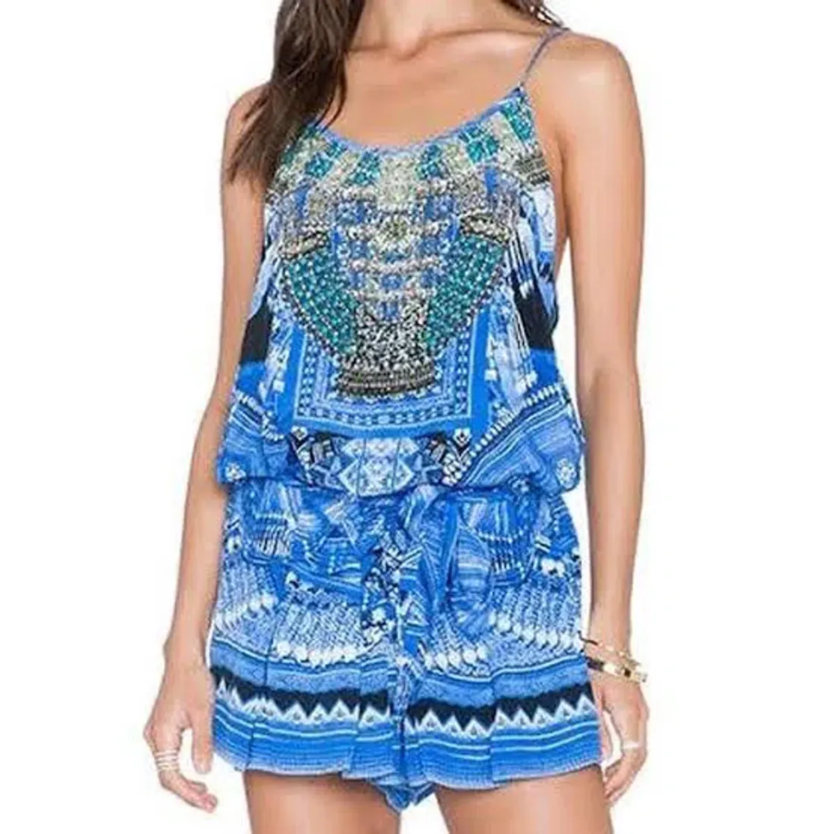 Camilla A World Between The Warp Playsuit Print Blue Size 6/XS - Image 2