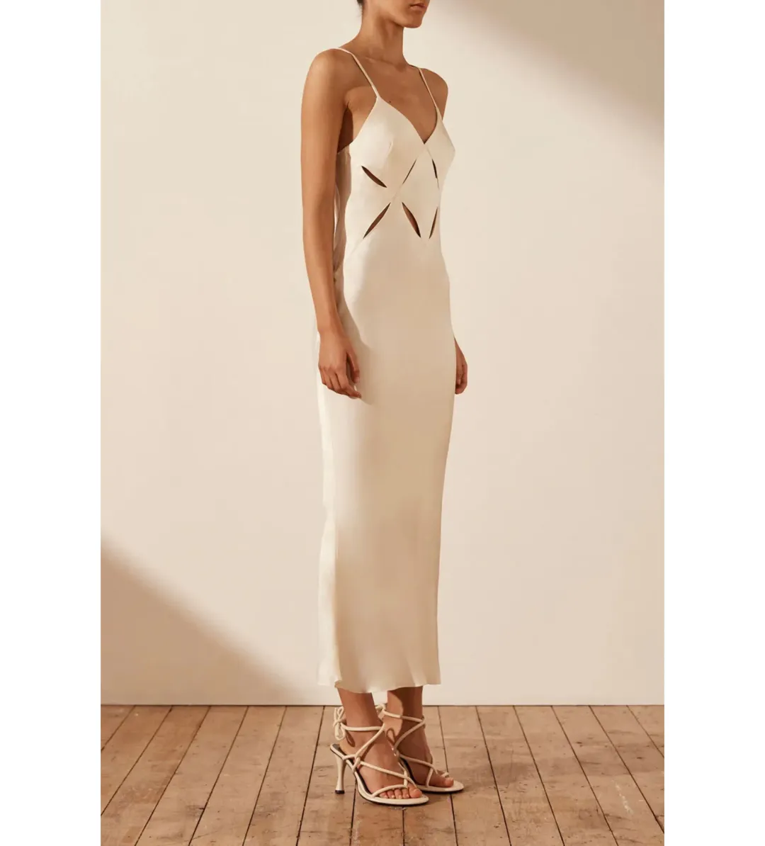 Shona Joy Milo Cut Out Slit Midi Dress Coconut Size AU 6 for rent on The Volte - main image