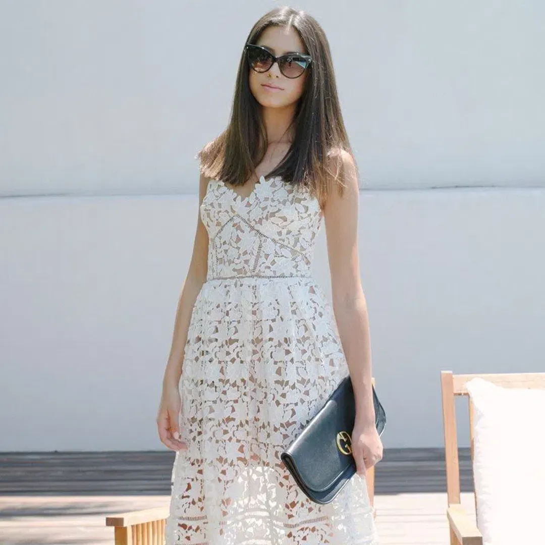 Self-portrait Azalea Guipure Lace Dress White Size AU 8 for rent on The Volte - main image