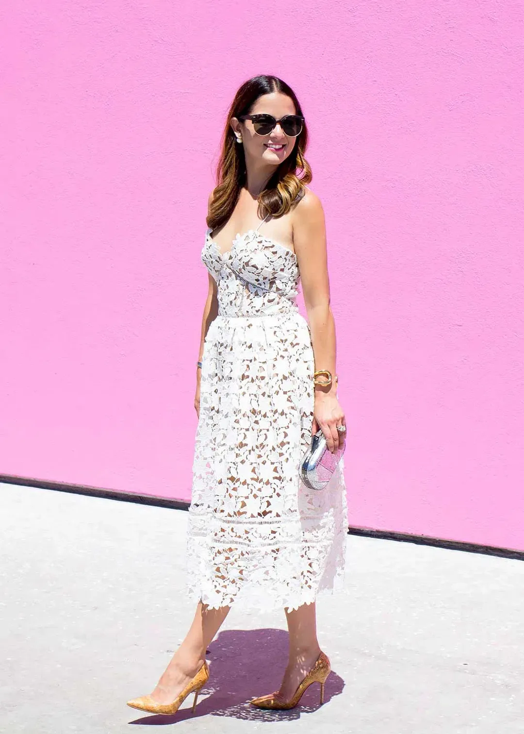 Self-portrait Azalea Guipure Lace Dress White Size AU 8 for rent on The Volte - main image